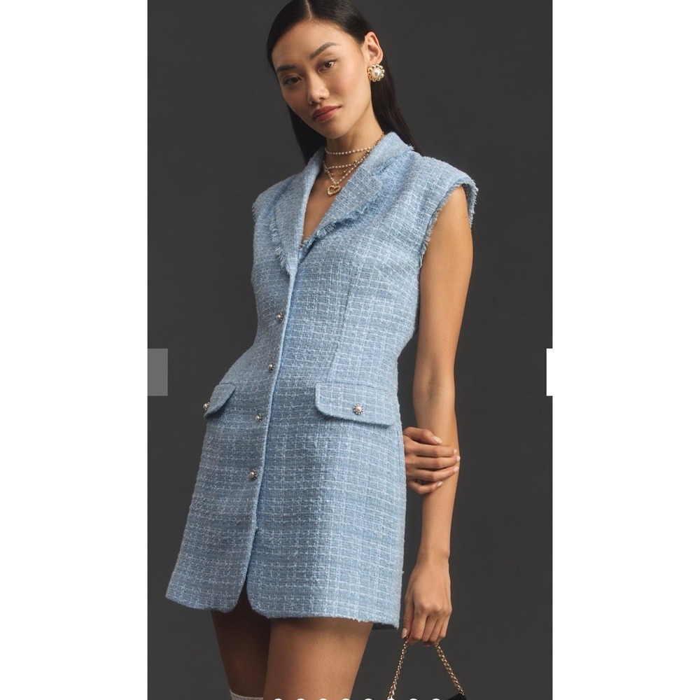 Anthropologie Maeve Mini Dress Women Sleeveless Tweed Blazer Retro Sz 6 New - Picture 1 of 7